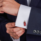 Sterling Silver Red Enamel Golf Bag Cufflinks