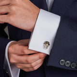 Sterling Silver Skull Cufflinks with Bowler Hat and Umbrella