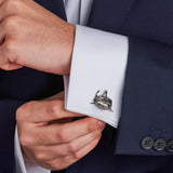 Sterling Silver Black Spinel Shark Cufflinks