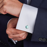 Sterling Silver Turquoise Shell Vitreous Enamel Cufflinks