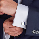 Sterling Silver Cufflinks With Purple Enamel Border