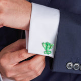 Sterling Silver Green and Red Stingray Cufflinks