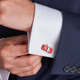 Sterling Silver Red Enamel Toy Sports Car Cufflinks