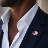 Oval Sterling Silver Hand-Enamelled USA Flag Lapel Pin