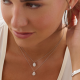 18ct White Gold Oval-Shaped Diamond Pendant Necklace