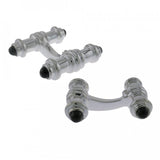 Sterling Silver Dumbbell Cufflinks with Onyx