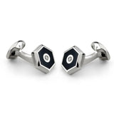 Sterling Silver Hexagonal Onyx And Diamond Dress Set