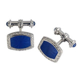 18ct White Gold Enamel Cufflinks with Diamond Edges