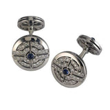 18ct White Gold Round Diamond and Sapphire Cufflinks