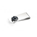 Sterling Silver Money Clip with Oxidised Skull