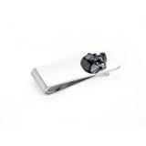 Sterling Silver Money Clip with Oxidised Skull