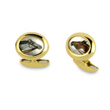 18ct Gold Hand-Painted Crystal Horse Head Cufflinks