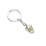 Sterling Silver Skull Keyring with Diamond Eyes