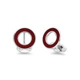 Sterling Silver Vitreous Enamel Shagreen Cufflinks - Red Cufflinks