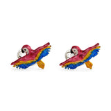 Sterling Silver Enamel Parrot Cufflinks