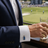Sterling Silver Blue Golf Bag Cufflinks