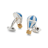 Sterling Silver Blue & White Enamel Air Balloon Cufflinks