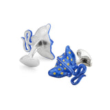 Sterling Silver Blue and Yellow Stingray Cufflinks