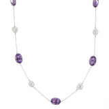 18ct White Gold Amethyst And Pearl 22" Necklace