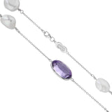 18ct White Gold Amethyst And Pearl 22" Necklace