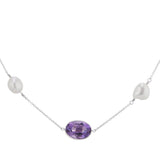 18ct White Gold Amethyst And Pearl 22" Necklace