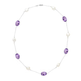 18ct White Gold Amethyst And Pearl 22" Necklace