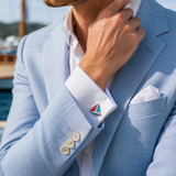 Sterling Silver Blue And Red Enamel Yacht Cufflinks