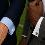 Sterling Silver White and Blue Enamel Football Cufflinks