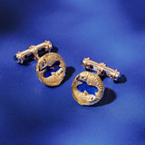 18ct Rose Gold Fish Cufflinks With Blue Enamel And Sapphire Ends