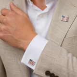 Sterling Silver Hand-Enamelled American Flag Lapel Pin