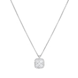 18ct White Gold Cushion-Shaped Diamond Pendant Necklace