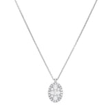 18ct White Gold Oval-Shaped Diamond Pendant Necklace