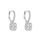 18ct White Gold Cushion-Shaped Diamond Drop Earrings