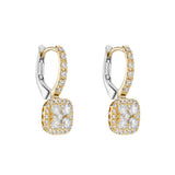 18ct Yellow Gold Cushion-Shaped Diamond Drop Earrings
