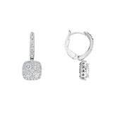 18ct White Gold Cushion-Shaped Diamond Drop Earrings