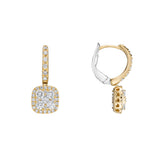 18ct Yellow Gold Cushion-Shaped Diamond Drop Earrings