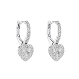 18ct White Gold Heart-Shaped Diamond Drop Earrings