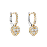 18ct Yellow Gold Heart-Shaped Diamond Drop Earrings