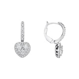 18ct White Gold Heart-Shaped Diamond Drop Earrings