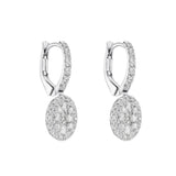 18ct White Gold Oval-Shaped Diamond Drop Earrings
