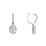 18ct White Gold Oval-Shaped Diamond Drop Earrings