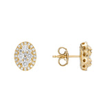 18ct Yellow Gold Oval-Shaped Diamond Stud Earrings