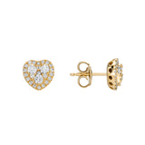 18ct Yellow Gold Heart-Shaped Diamond Stud Earrings
