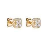 18ct Yellow Gold Cushion-Shaped Diamond Stud Earrings