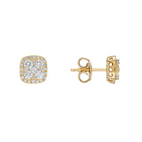 18ct Yellow Gold Cushion-Shaped Diamond Stud Earrings