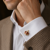 Sterling Silver Red Coronation Crown Cufflinks