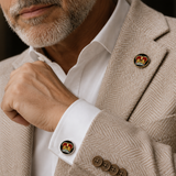 Sterling Silver Embroidered Crown Cufflinks