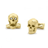 18ct Yellow Gold Skull Cufflinks with Popping Diamond Eyes