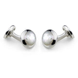 Sterling Silver Oval Cufflinks with White Mother-of-Pearl