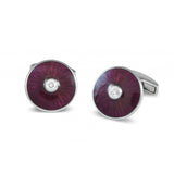 18ct White Gold Cufflinks with Pink Enamel and Diamond Centre